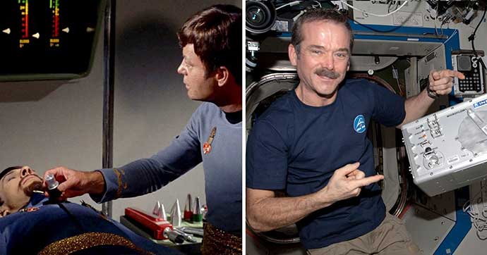 Image gauche de Star Trek, image droite de Chris Hadfield