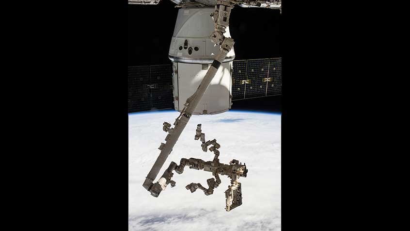 Dextre rides on the end of Canadarm2